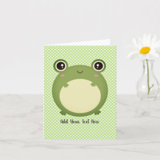 Tarjeta Cute Kawaii Frog Texto personalizado en blanco den