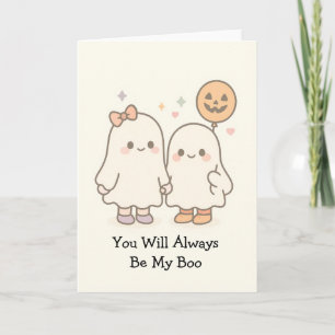 Tarjeta Cute Kawaii Ghost Couple Halloween