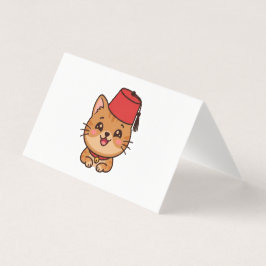 Tarjeta Cute Kawaii Gorro Fez Marroquí Gato Pegatina