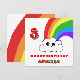 Tarjeta Cute Kawaii Nube de Arcoíris Cumpleaños Feliz Niño