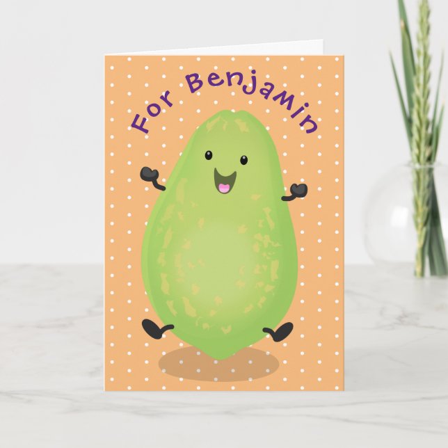 Tarjeta Cute kawaii papaya paw personalizado ilustracion (Anverso)