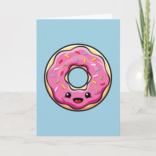 Tarjeta Cute Kawaii Pink Donut (Anverso)