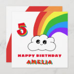 Tarjeta Cute Kawaii Rainbow Cloud Kids Feliz cumpleaños<br><div class="desc">Cute Kawaii Rainbow Cloud Kids Happy Birthday Card. Tarjeta de felicitación de cumpleaños para niños - niño o chica. El diseño tiene una linda nube kawaii con arco iris,  texto feliz de cumpleaños,  el nombre de un niño y la edad de un niño. Personalice la tarjeta con sus datos.</div>