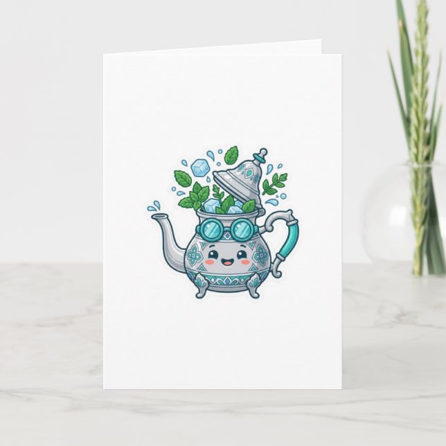 Tarjeta Cute Kawaii Té de Menta Marroquí Helado BSticker d (Anverso)