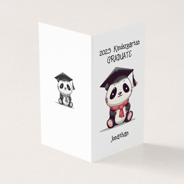 Tarjeta Cute Kindergarten Graduación Panda (Exterior)