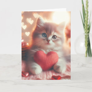 Tarjeta Cute Kitten Día de San Valentín Manta