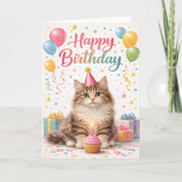 Tarjeta Cute Kitten Purr-fect Birthday