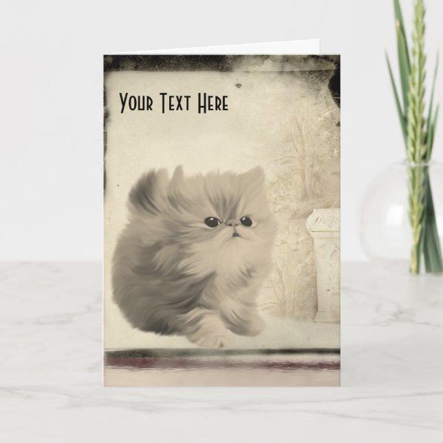 Tarjeta Cute Kitten Vintage Look Animal Photo Card (Anverso)