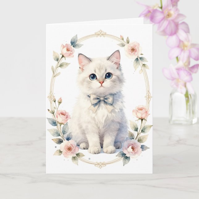 Tarjeta cute kitty cat greeting card (Orquídea)