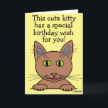 Tarjeta Cute Kitty Funny Pun Birthday Card<br><div class="desc">¡Esta graciosa tarjeta de cumpleaños de un juego de palabras tiene un lindo gatito personalizado! Pintura de Aaron Gibbs.</div>