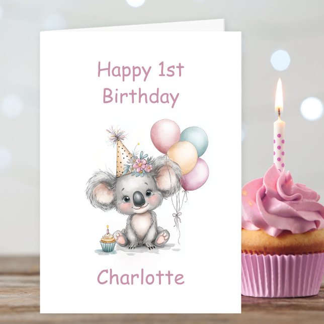 Tarjeta Cute Koala 1st Birthday (Subido por el creador)