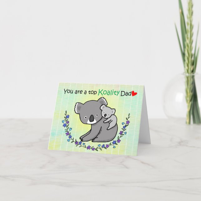 Tarjeta Cute Koala Dad Divertido Día de los Padres Austral (Anverso)
