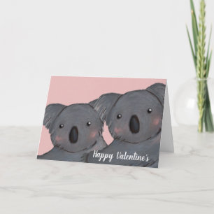 Tarjeta Cute koala día de San Valentín