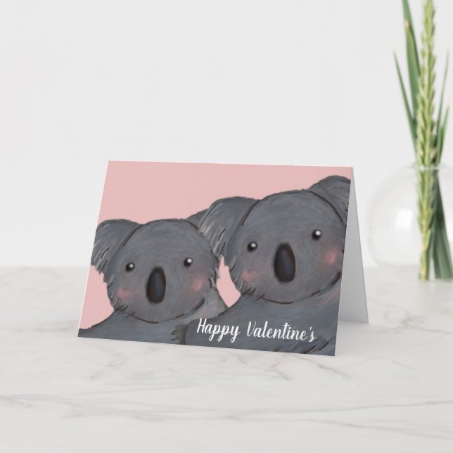 Tarjeta Cute koala día de San Valentín (Anverso)
