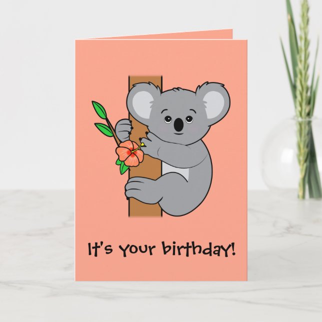 Tarjeta Cute Koala Feliz Cumpleaños (Anverso)