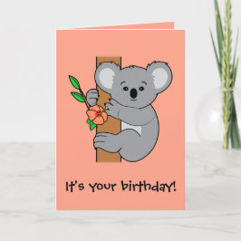 Tarjeta Cute Koala Feliz Cumpleaños