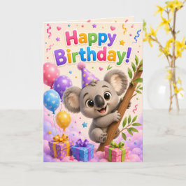 Tarjeta Cute Koala Happy Birthday Card for Kids | Adorable