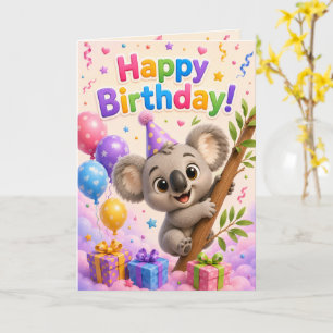 Tarjeta Cute Koala Happy Birthday Card for Kids Adorable