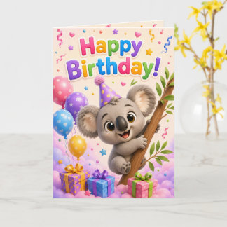 Tarjeta Cute Koala Happy Birthday Card for Kids | Adorable