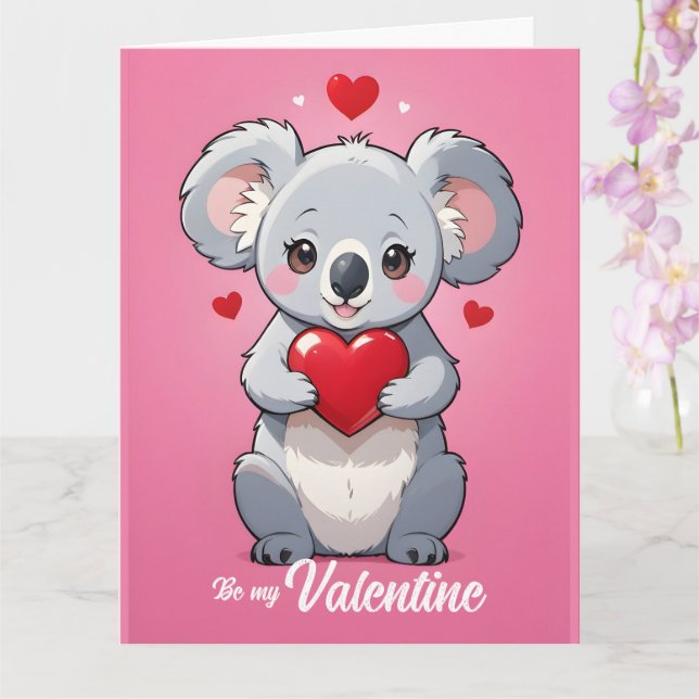 Tarjeta Cute koala rosa amor día de San Valentín (Orquídea)