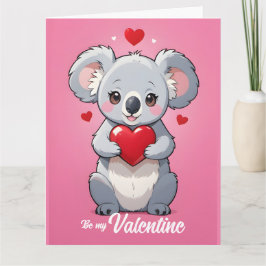 Tarjeta Cute koala rosa amor día de San Valentín