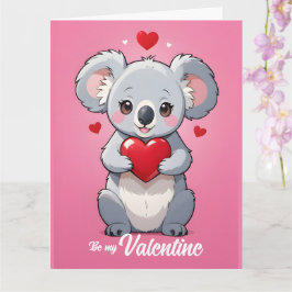 Tarjeta Cute koala rosa amor día de San Valentín
