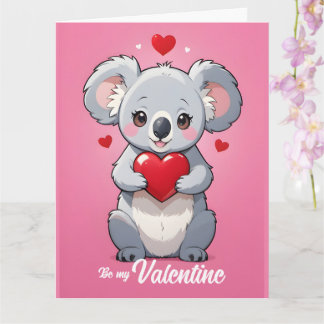 Tarjeta Cute koala rosa amor día de San Valentín