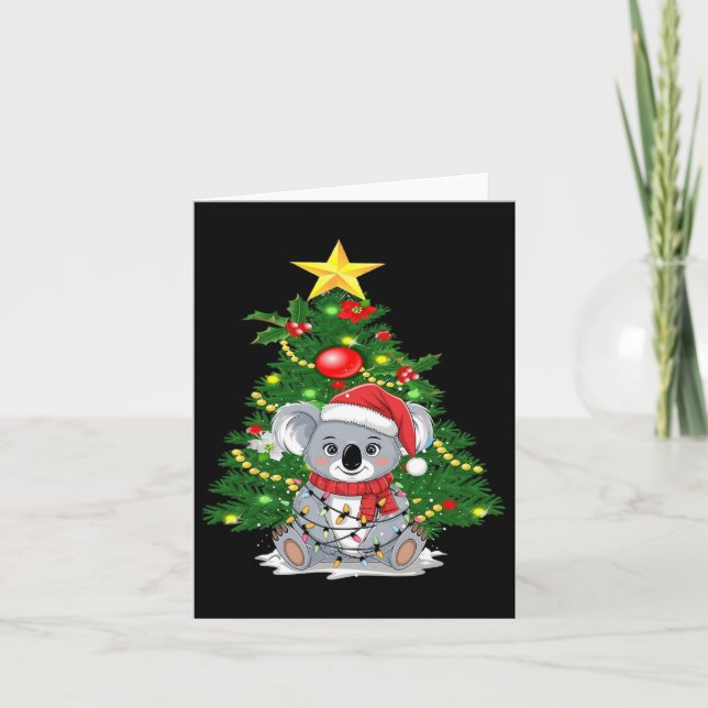 Tarjeta Cute Koala Y Árbol De Navidad Koala Lover Christma (Anverso)