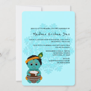 Tarjeta Cute Krishna para cumpleaños - arte Krishn