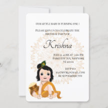 Tarjeta Cute Krishna para cumpleaños - Baby Krishn
