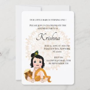 Tarjeta Cute Krishna para cumpleaños - Baby Krishn
