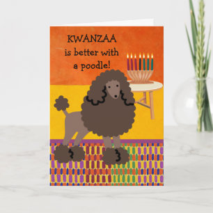 Tarjeta Cute Kwanzaa es mejor con un perro caniche
