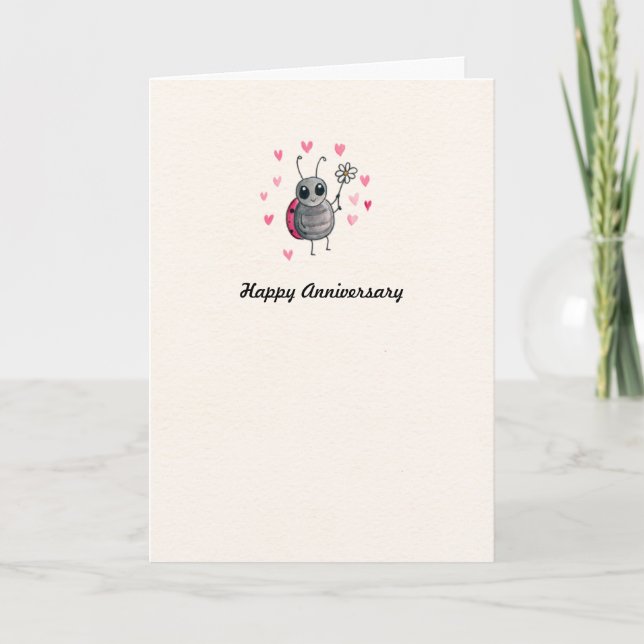 Tarjeta Cute Ladybird Ladybug Aniversario (Anverso)