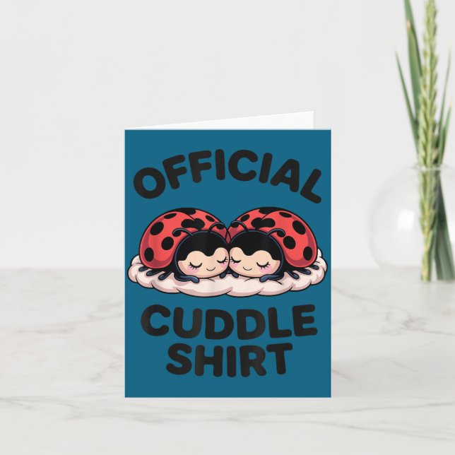 Tarjeta Cute Ladybug Love Cuddle  (Anverso)