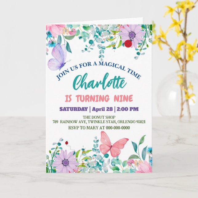 Tarjeta Cute Ladybug Polka punto floral Flor nombre de cum (flor amarilla)