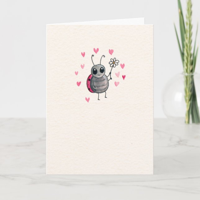 Tarjeta Cute Ladybug y Daisy Blank (Anverso)