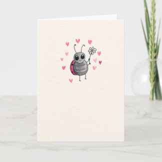 Tarjeta Cute Ladybug y Daisy Blank