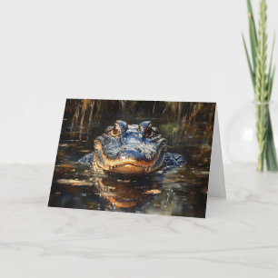Tarjeta Cute lagarto en la pintura de los Everglades de Fl