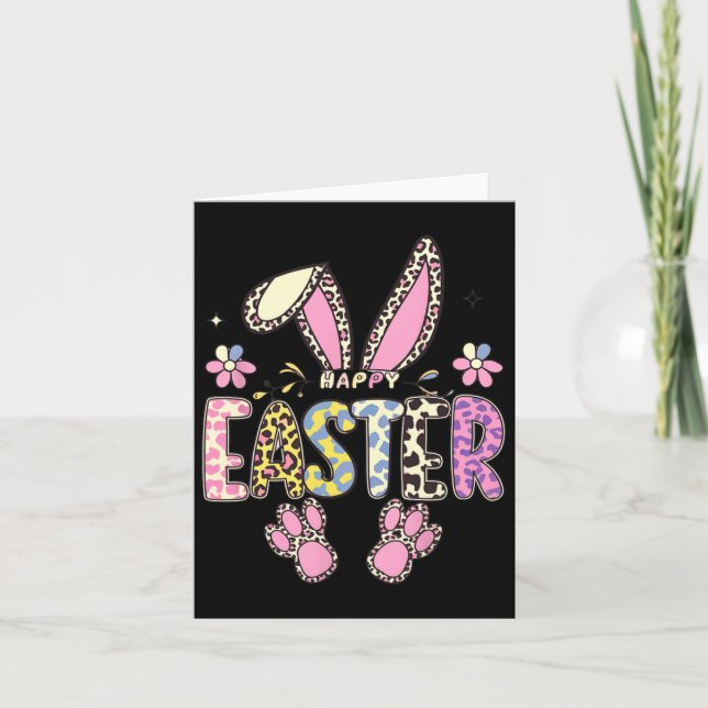 Tarjeta Cute Leopard Bunny Easter Day Tee Para Enfermeras  (Anverso)