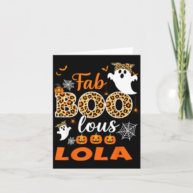 Tarjeta Cute Leopard Fab Boo Lous Lola Soky Halloween Cost (Anverso)