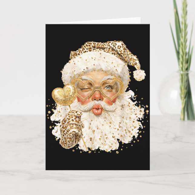 Tarjeta Cute Leopard Santa Claus Merry Christmas 2026 Prep (Anverso)
