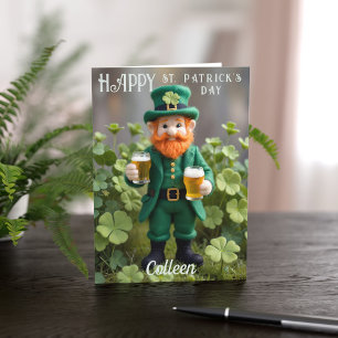 Tarjeta Cute Leprechaun Beer St Patrick's Day Card
