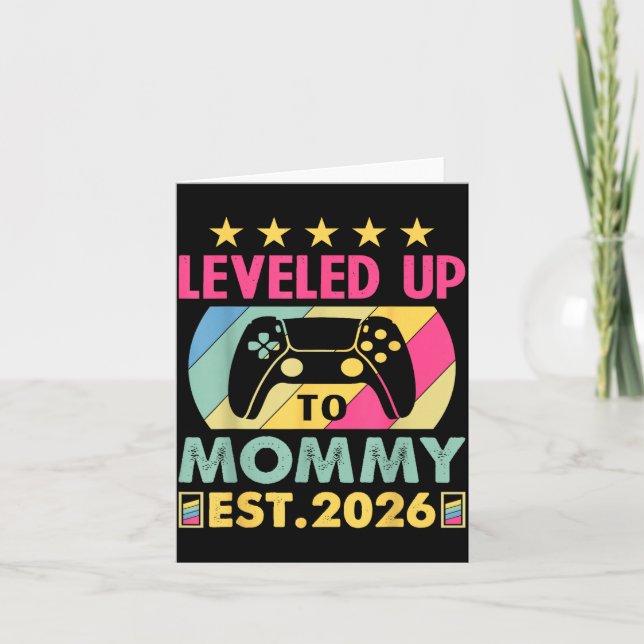 Tarjeta Cute Leveled Up To Mommy 2026 Awesome Promoted To  (Anverso)