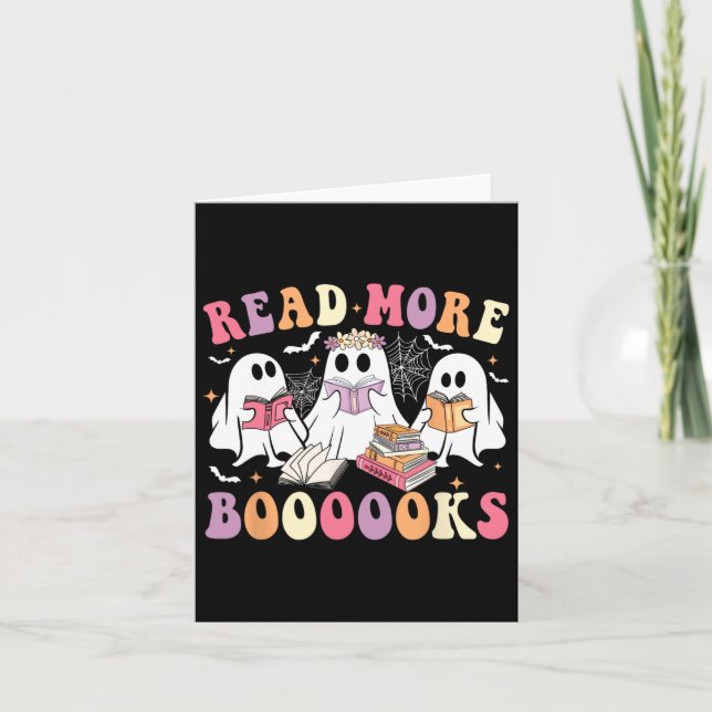 Tarjeta Cute libro fantasma Leer más libros Divertidos pro (Anverso)