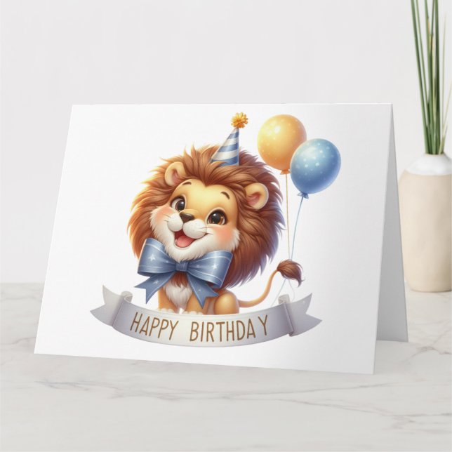 Tarjeta Cute lion Birday Card (Anverso)