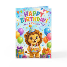 Cute Lion Happy Birthday Greeting Card