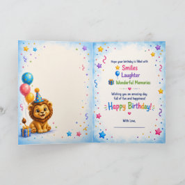 Tarjeta Cute Lion Happy Birthday Greeting Card