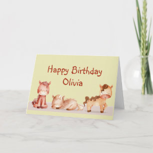 Tarjeta Cute Little Caballo Animal Nombre Personalizado