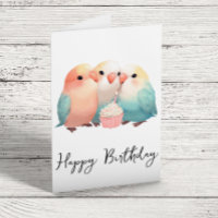 Cute Little Lovebirds Cumpleaños Cupcake