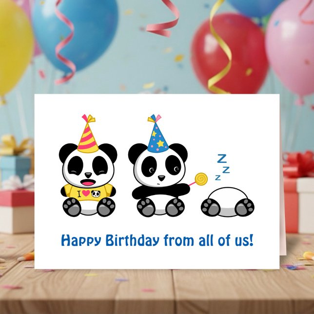 Tarjeta Cute Little Pandas on White Birthday from All (Subido por el creador)